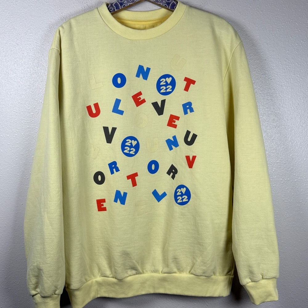 Harry Styles Love On Tour Concert‎ Sweatshirt M Butter Yellow 2022 Alphabet Soup